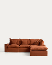 Load image into Gallery viewer, Anarela terracotta linen 4-seater modular corner sofa with removable cover 307 x 287 cm FSC Mix Credit