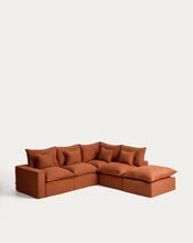 Load image into Gallery viewer, Anarela terracotta linen 4-seater modular corner sofa with removable cover 307 x 287 cm FSC Mix Credit