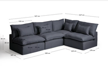 Load image into Gallery viewer, Anarela 6-seater modular corner sofa with removable covers in beige linen and viscose 327 x 217cm / 217 x 327cm FSC Mix Credit