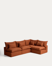 Load image into Gallery viewer, Anarela terracotta linen 6-seater modular corner sofa with removable cover 327 x 217cm / 217 x 327cm FSC Mix Credit