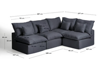 Load image into Gallery viewer, Anarela 4-seater modular corner sofa with removable covers in beige linen and viscose 287 x 197cm / 197 x 287cm FSC Mix Credit