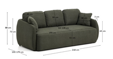 Load image into Gallery viewer, Laira 3-seater sofa bed in dark green chenille 218cm FSC Mix Credit