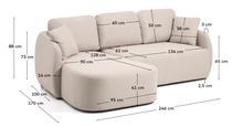Load image into Gallery viewer, Laira 3-seater sofa bed with left chaise longue in beige chenille 246cm FSC Mix Credit