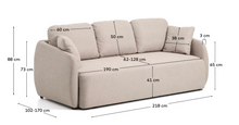 Load image into Gallery viewer, Laira 3-seater sofa bed in beige chenille 218cm FSC Mix Credit