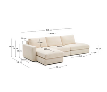 Load image into Gallery viewer, Alea ecru chenille 5-seater modular sofa with left chaise longue and removable cover 340cm
