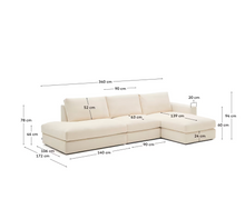 Load image into Gallery viewer, Alea ecru chenille 5-seater modular sofa with right chaise longue and removable cover 340cm
