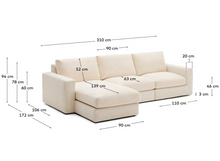 Load image into Gallery viewer, Alea ecru chenille 4-seater modular sofa with left chaise longue and removable cover 310cm