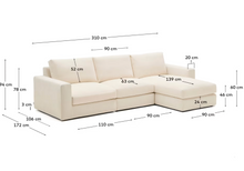 Load image into Gallery viewer, Alea ecru chenille 4-seater modular sofa with right chaise longue and removable cover 310cm