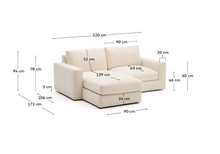 Load image into Gallery viewer, Alea ecru chenille 3-seater modular sofa with left chaise longue and removable cover 220cm