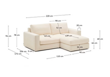 Load image into Gallery viewer, Alea ecru chenille 3-seater modular sofa with right chaise longue and removable cover 220cm