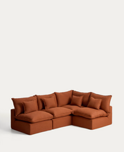 Load image into Gallery viewer, Anarela terracotta linen 4-seater modular corner sofa with removable cover 287 x 197cm / 197 x 287cm FSC Mix Credit