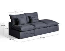 Load image into Gallery viewer, Anarela dark grey linen and viscose 2-seater modular sofa with end module and removable cover 270cm FSC Mix Credit