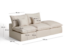 Load image into Gallery viewer, Anarela beige linen and viscose 2-seater modular sofa with end module and removable cover 270cm FSC Mix Credit