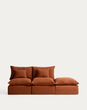 Load image into Gallery viewer, Anarela terracotta linen 2-seater modular sofa with end module and removable cover 270cm FSC Mix Credit