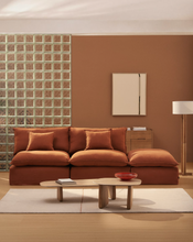 Load image into Gallery viewer, Anarela terracotta linen 2-seater modular sofa with end module and removable cover 270cm FSC Mix Credit