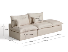 Load image into Gallery viewer, Anarela beige linen and viscose 3-seater modular sofa with end module and removable cover 310cm FSC Mix Credit
