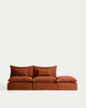 Load image into Gallery viewer, Anarela terracotta linen 3-seater modular sofa with end module and removable cover 310cm FSC Mix Credit