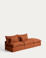 Load image into Gallery viewer, Anarela terracotta linen 3-seater modular sofa with end module and removable cover 310cm FSC Mix Credit