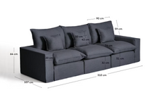 Load image into Gallery viewer, Anarela dark grey linen and viscose 3-seater modular sofa with removable cover 310cm FSC Mix Credit