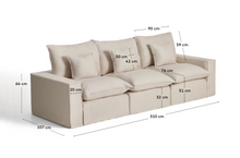 Load image into Gallery viewer, Anarela beige linen and viscose 3-seater modular sofa with removable cover 310cm FSC Mix Credit