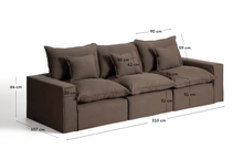 Load image into Gallery viewer, Anarela taupe linen 3-seater modular sofa with removable cover 310cm FSC Mix Credit