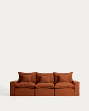 Load image into Gallery viewer, Anarela terracotta linen 3-seater modular sofa with removable cover 310cm FSC Mix Credit