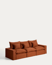 Load image into Gallery viewer, Anarela terracotta linen 3-seater modular sofa with removable cover 310cm FSC Mix Credit