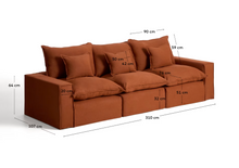 Load image into Gallery viewer, Anarela terracotta linen 3-seater modular sofa with removable cover 310cm FSC Mix Credit