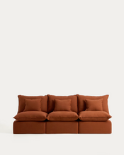 Load image into Gallery viewer, Anarela terracotta linen 3-seater modular sofa with removable cover 270cm FSC Mix Credit