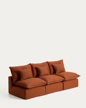 Load image into Gallery viewer, Anarela terracotta linen 3-seater modular sofa with removable cover 270cm FSC Mix Credit