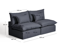 Load image into Gallery viewer, Anarela dark grey linen and viscose 3-seater modular sofa with removable cover 220cm FSC Mix Credit