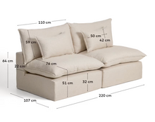 Load image into Gallery viewer, Anarela beige linen and viscose 3-seater modular sofa with removable cover 220cm FSC Mix Credit