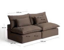Load image into Gallery viewer, Anarela taupe linen 3-seater modular sofa with removable cover 220cm FSC Mix Credit