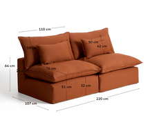 Load image into Gallery viewer, Anarela terracotta linen 3-seater modular sofa with removable cover 220cm FSC Mix Credit