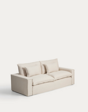 Load image into Gallery viewer, Anarela beige linen and viscose 3-seater sofa with removable cover 260 cm FSC Mix Credit