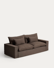 Load image into Gallery viewer, Anarela taupe linen 3-seater sofa with removable cover 260 cm FSC Mix Credit