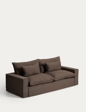 Load image into Gallery viewer, Anarela taupe linen 3-seater sofa with removable cover 280 cm FSC Mix Credit