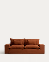 Load image into Gallery viewer, Anarela terracotta linen 3-seater sofa with removable cover 280 cm FSC Mix Credit