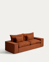 Load image into Gallery viewer, Anarela terracotta linen 3-seater sofa with removable cover 280 cm FSC Mix Credit