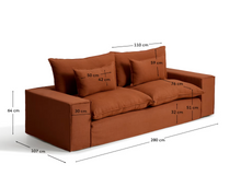Load image into Gallery viewer, Anarela terracotta linen 3-seater sofa with removable cover 280 cm FSC Mix Credit