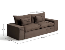 Load image into Gallery viewer, Anarela taupe linen 3-seater sofa with removable cover 280 cm FSC Mix Credit