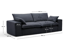 Load image into Gallery viewer, Anarela dark grey linen and viscose 3-seater sofa with removable cover 280 cm FSC Mix Credit