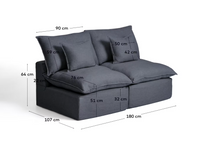 Load image into Gallery viewer, Anarela dark grey linen and viscose 2-seater modular sofa with removable cover 180cm FSC Mix Credit