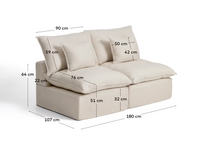 Load image into Gallery viewer, Anarela beige linen and viscose 2-seater modular sofa with removable cover 180cm FSC Mix Credit