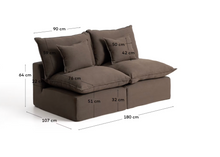 Load image into Gallery viewer, Anarela taupe linen 2-seater modular sofa with removable cover 180cm FSC Mix Credit