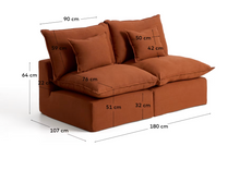Load image into Gallery viewer, Anarela terracotta linen 2-seater modular sofa with removable cover 180cm FSC Mix Credit