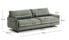 Load image into Gallery viewer, Veliro green velvet 3-seater sofa with black steel legs 240cm FSC Mix Credit
