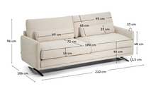 Load image into Gallery viewer, Veliro beige chenille 3-seater sofa with black steel legs 240cm FSC Mix Credit