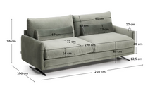 Load image into Gallery viewer, Veliro green velvet 2-seater sofa with steel legs in black finish 210cm FSC Mix Credit
