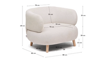 Load image into Gallery viewer, Luisa armchair in ecru boucle with solid beech wood legs 90 cm